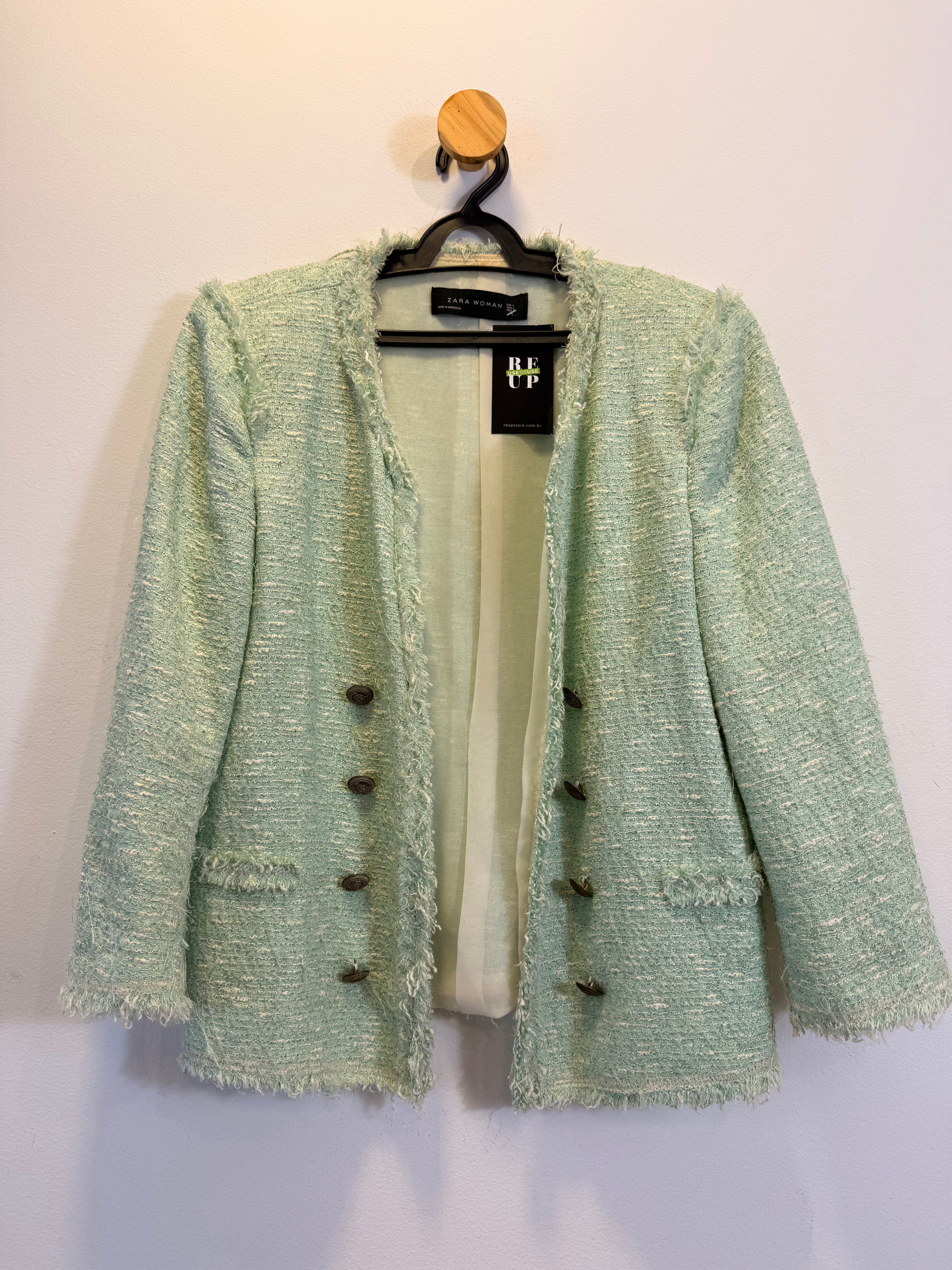 Casaco Tweed Verde Zara