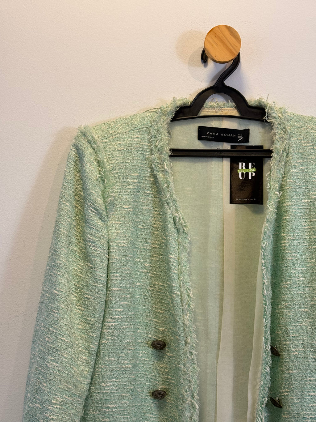 Casaco Tweed Verde Zara