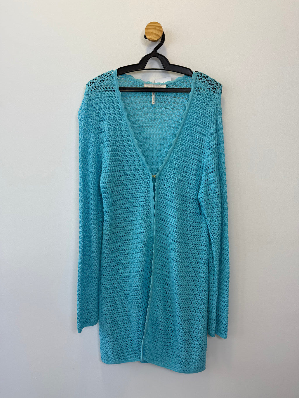 Cardigan Longo Tricot Azul