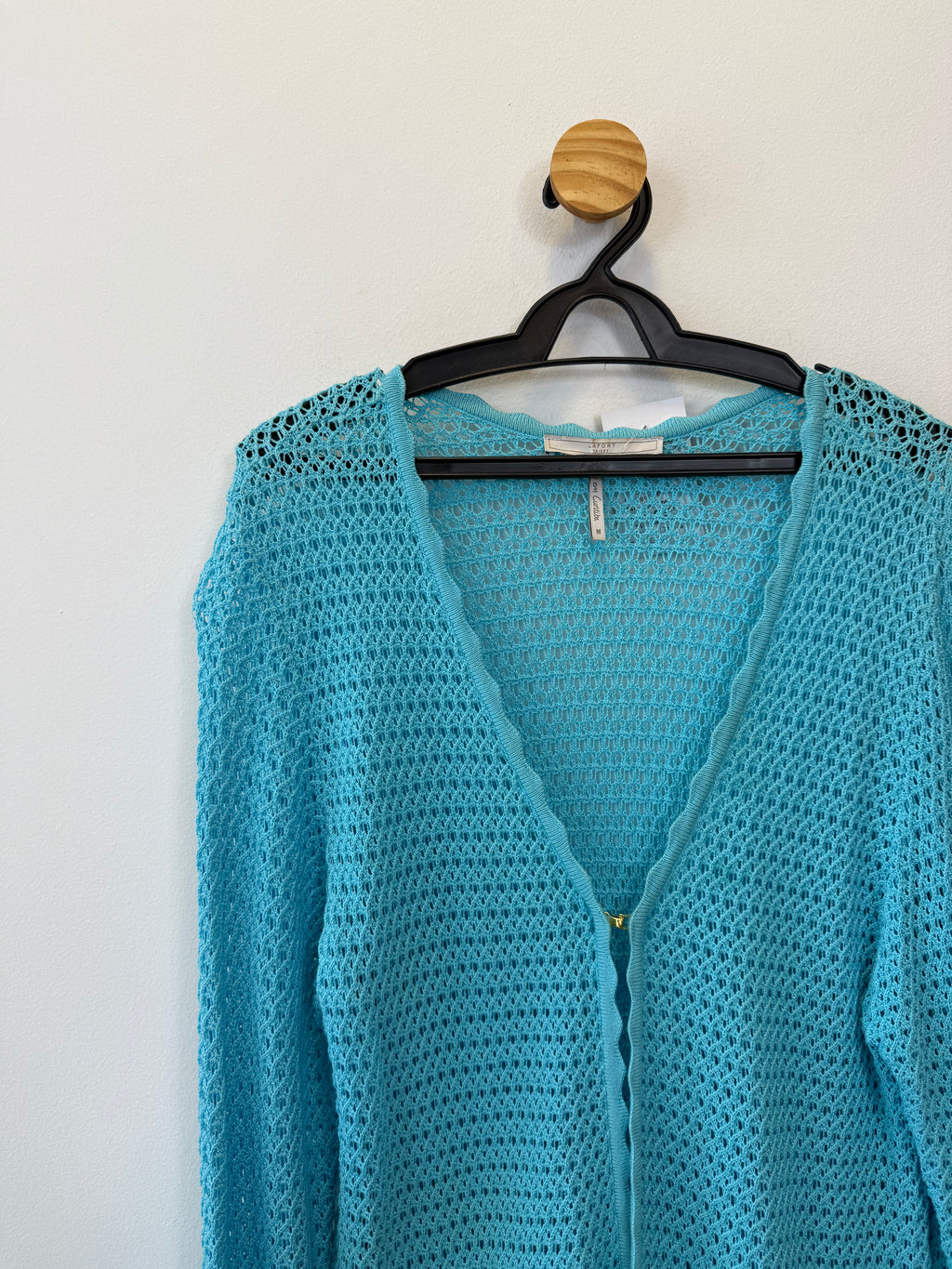 Cardigan Longo Tricot Azul
