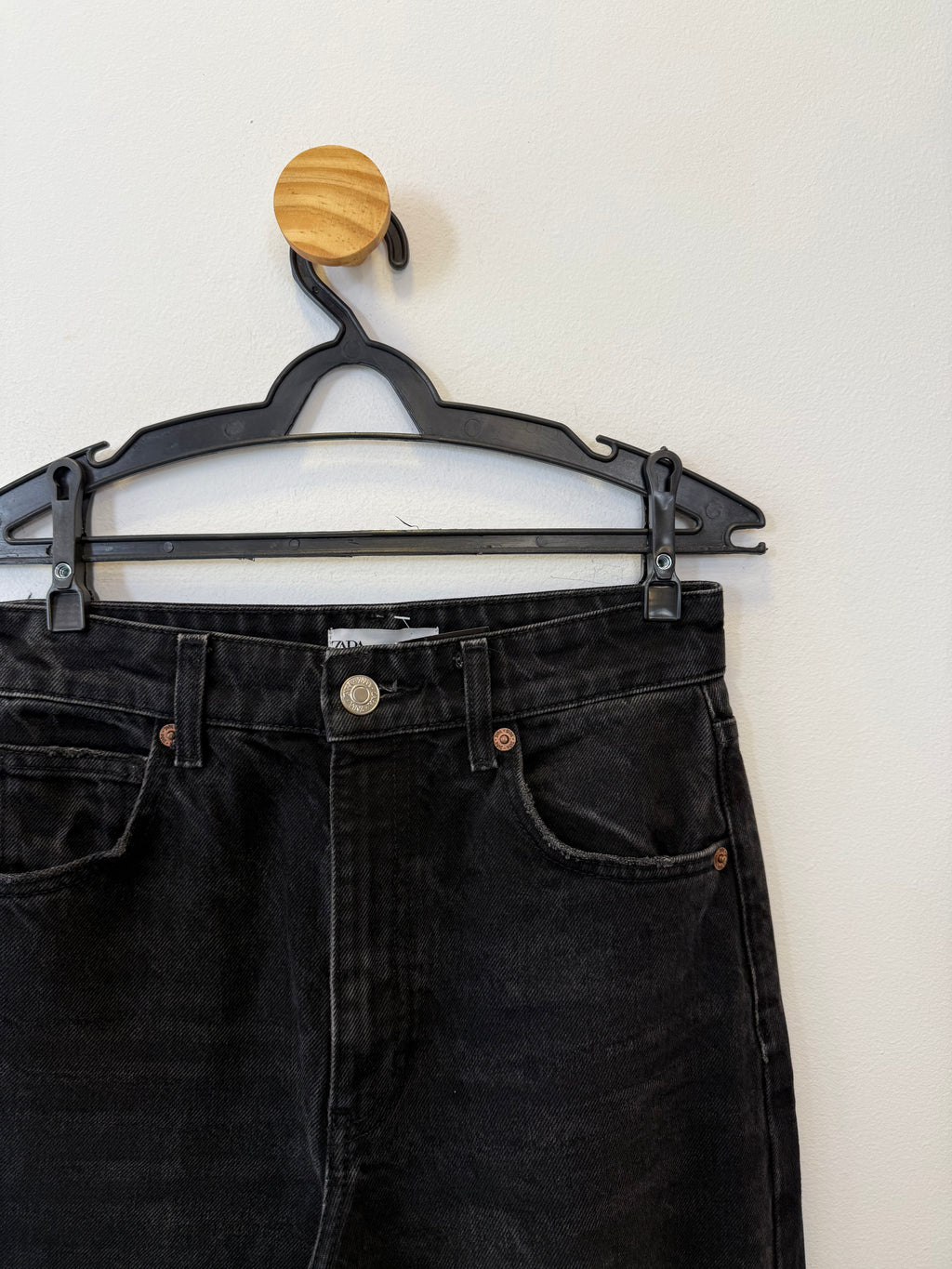 Calça Jeans Wide Leg Preta Zara