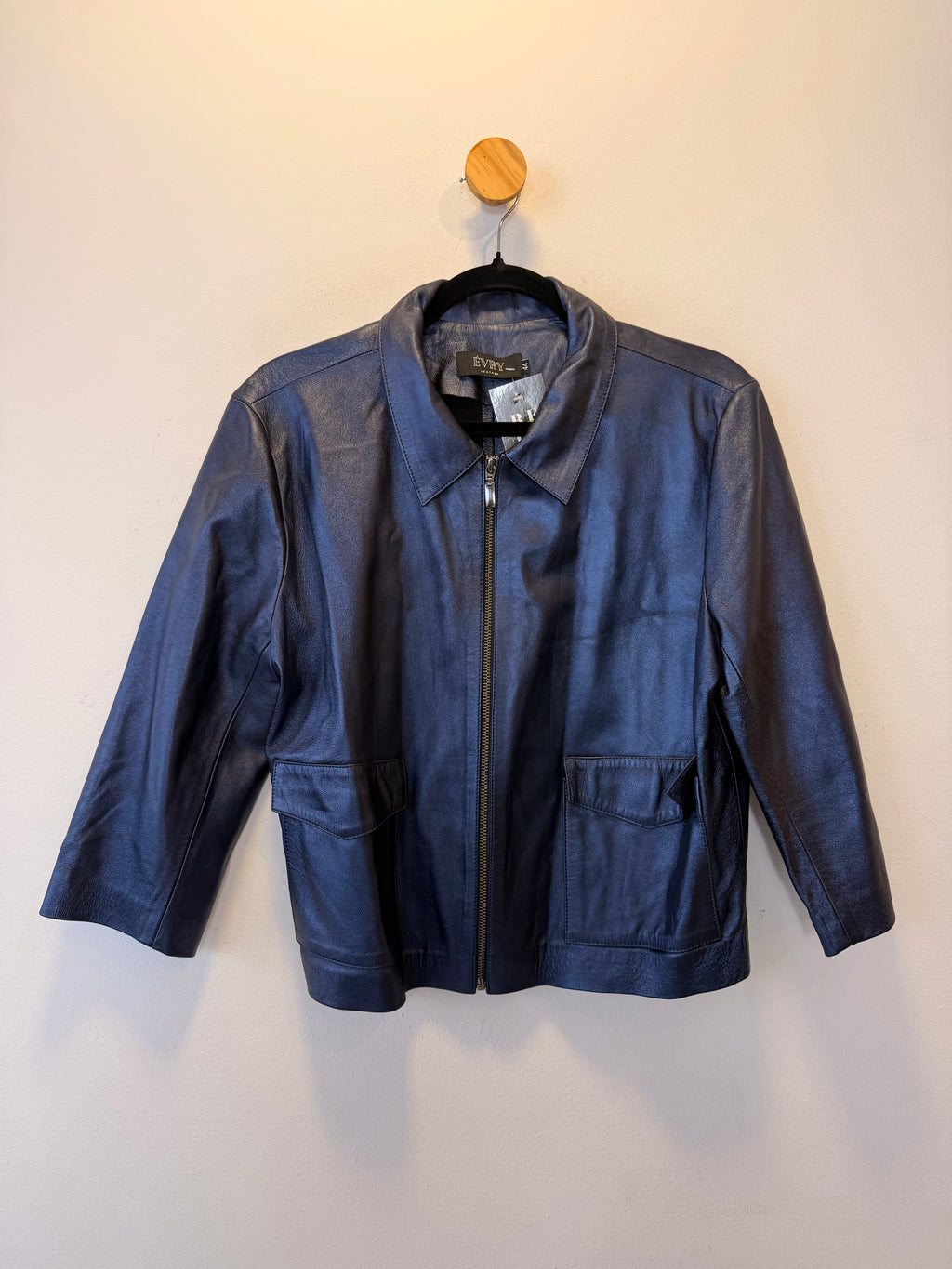 Jaqueta de Couro Azul Évry
