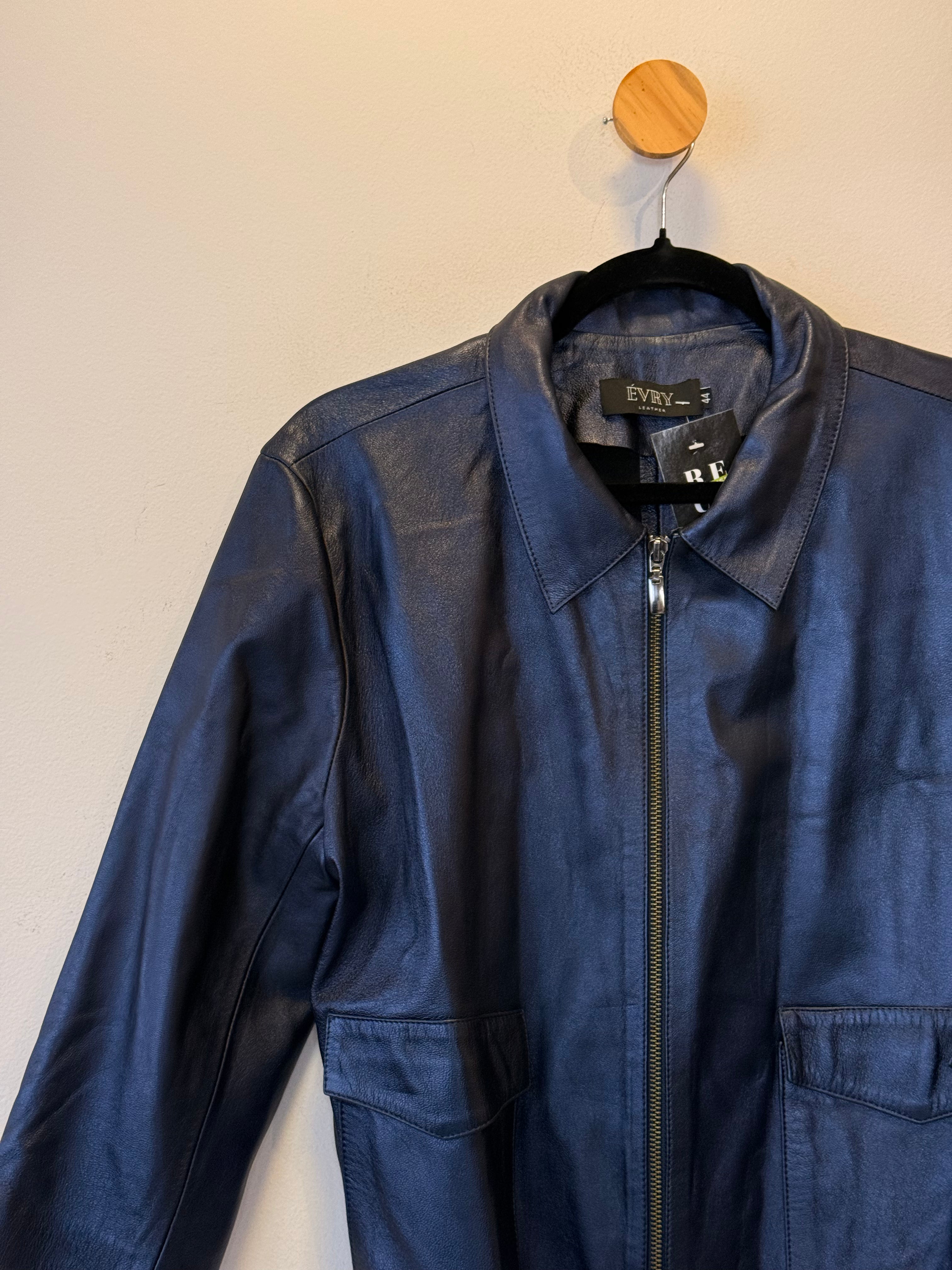 Jaqueta de Couro Azul Évry