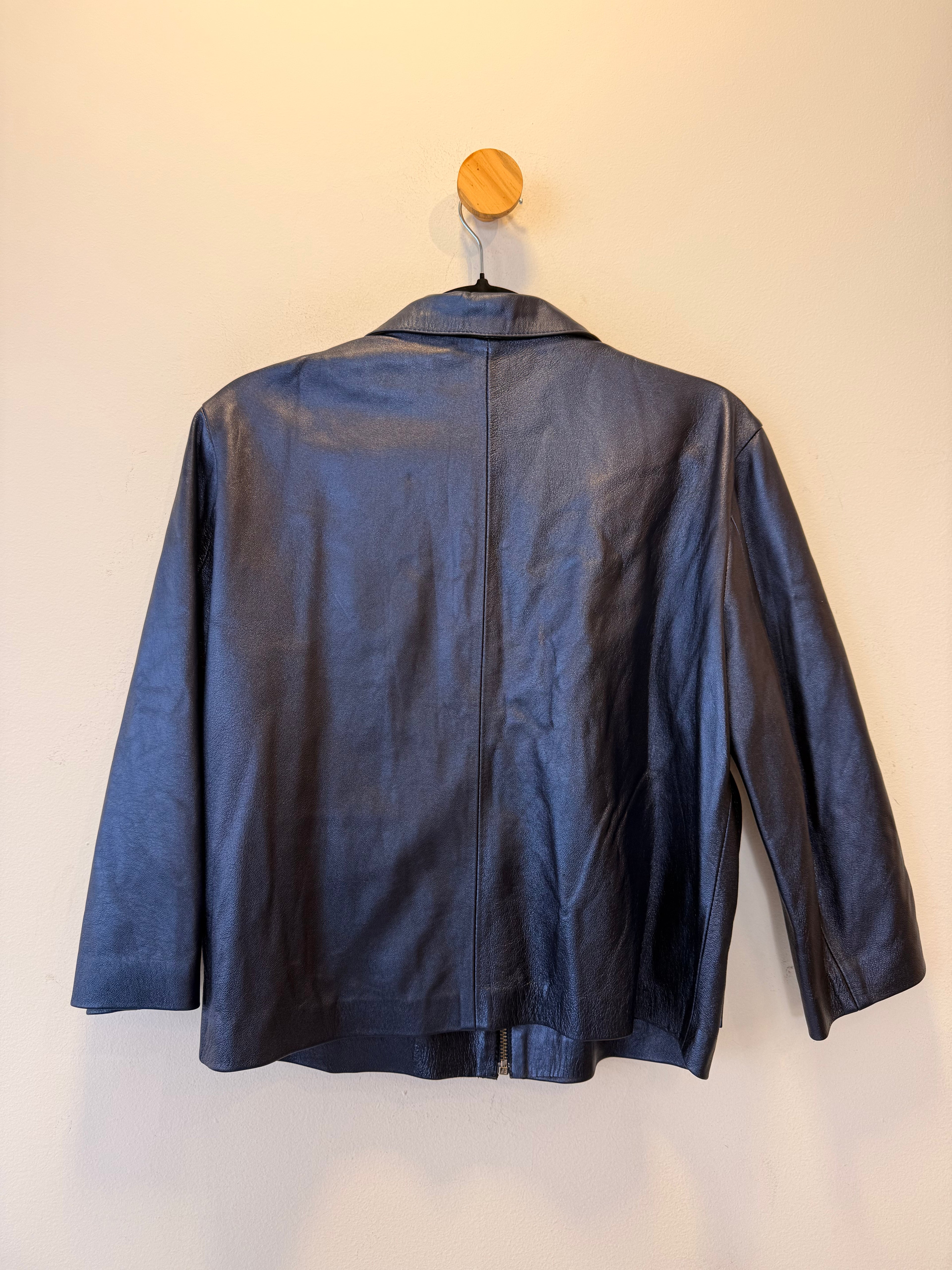 Jaqueta de Couro Azul Évry