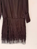 Vestido Preto com Franjas Thelure