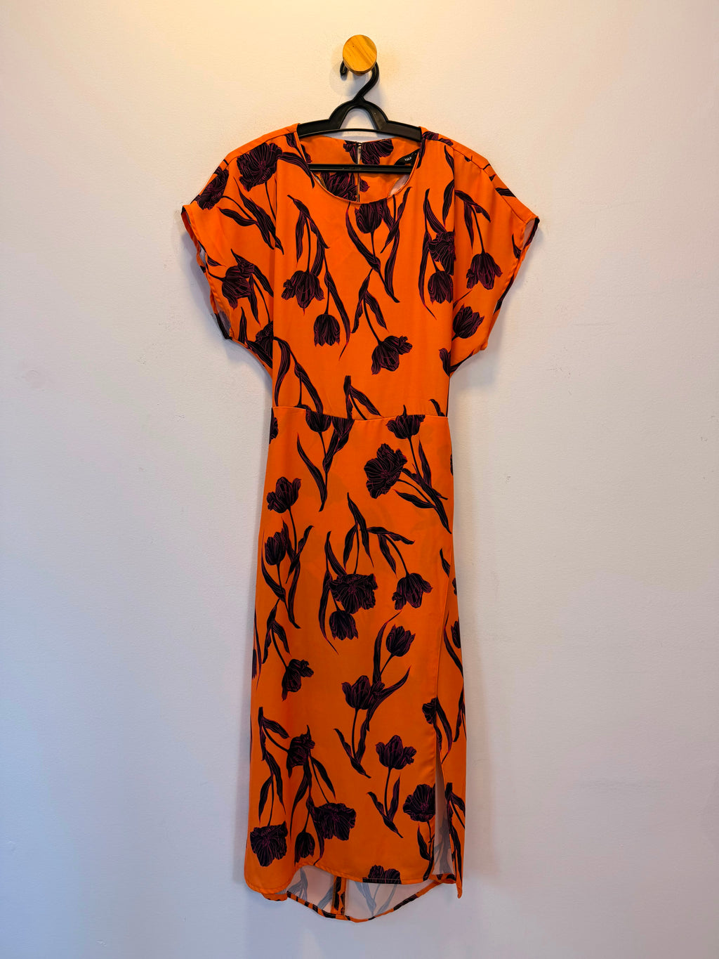 Vestido Laranja Estampa Floral Amaro