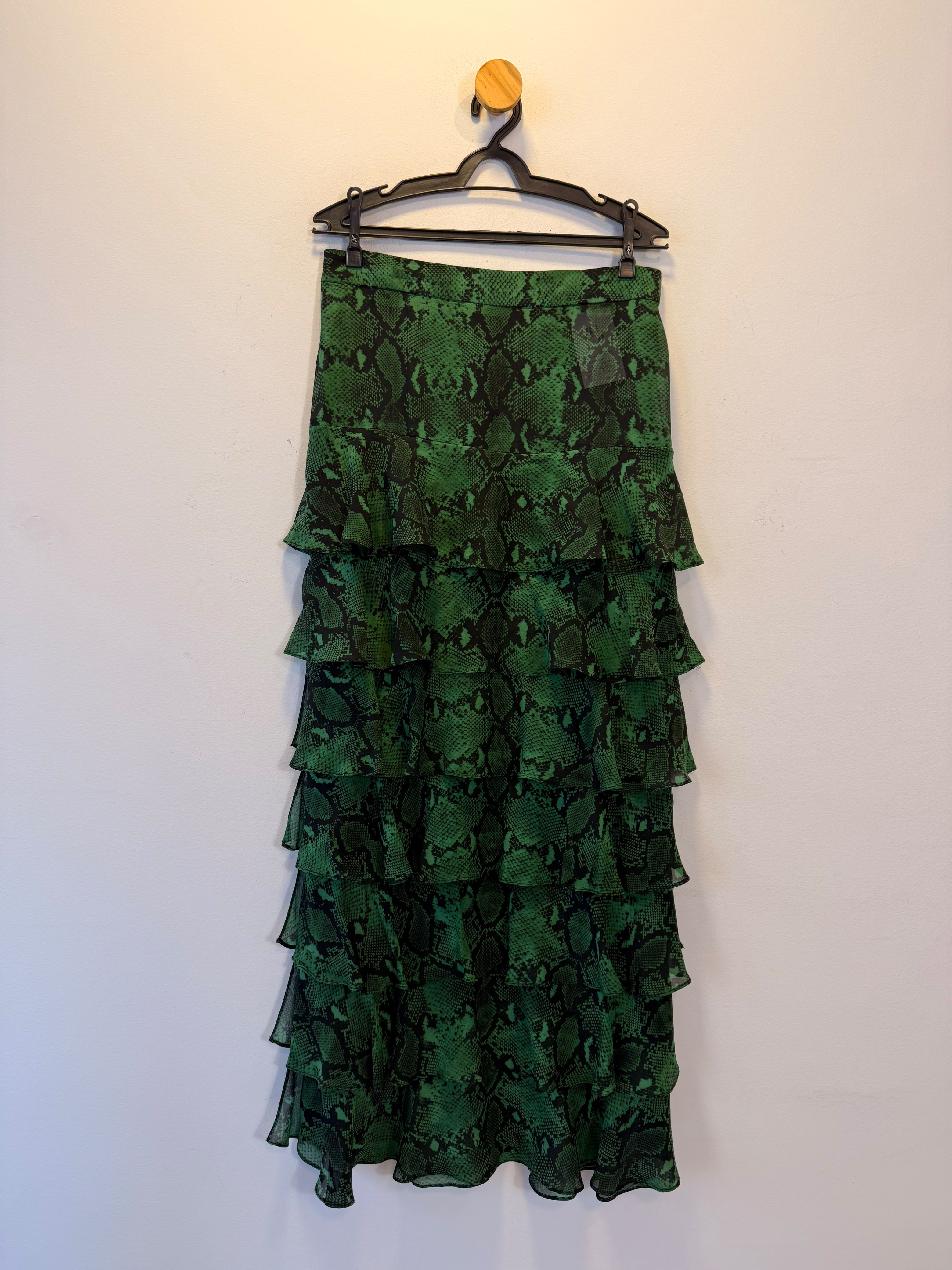 Saia Animal Print Verde 100% Seda C'est Tout