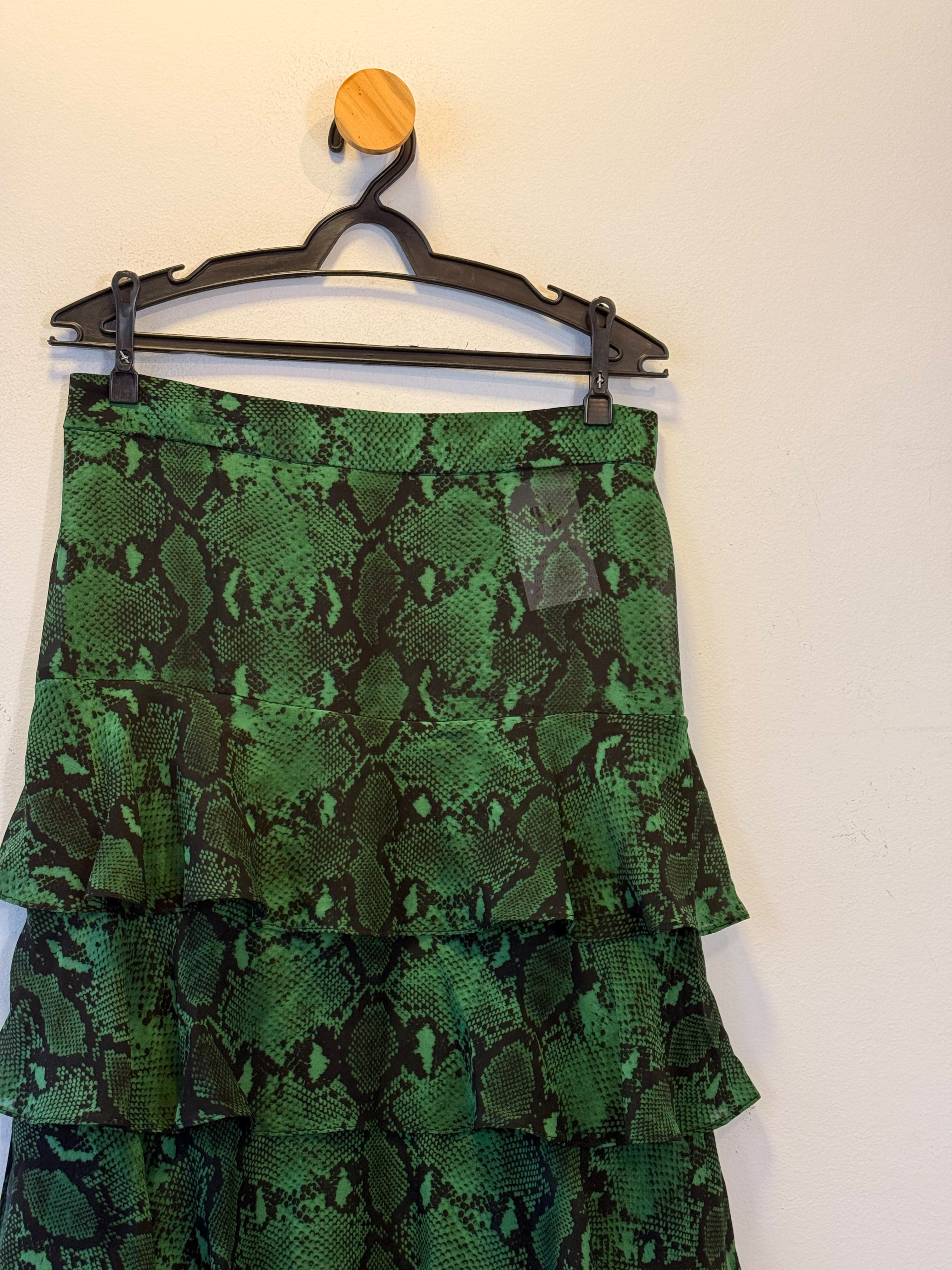 Saia Animal Print Verde 100% Seda C'est Tout