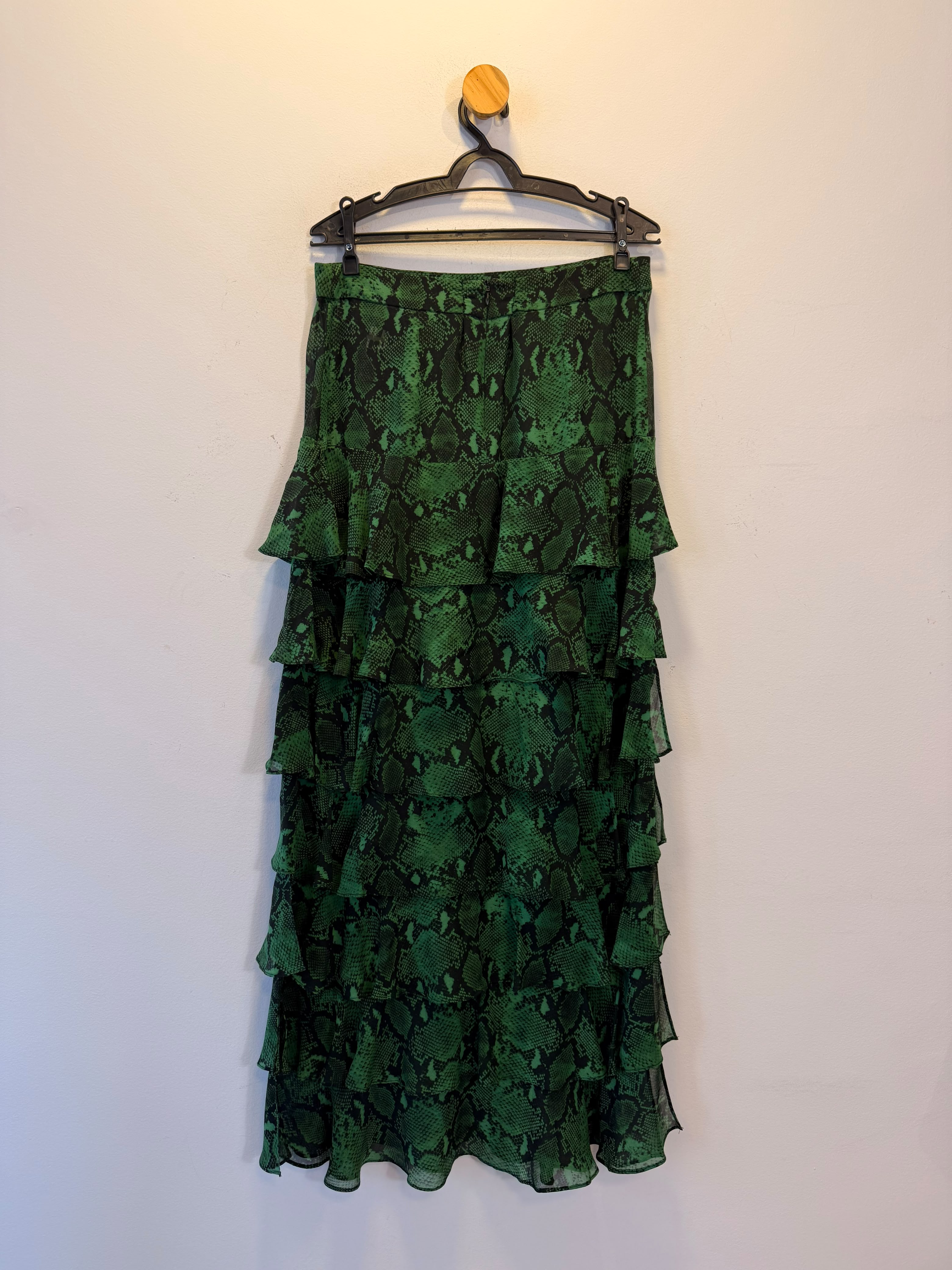 Saia Animal Print Verde 100% Seda C'est Tout