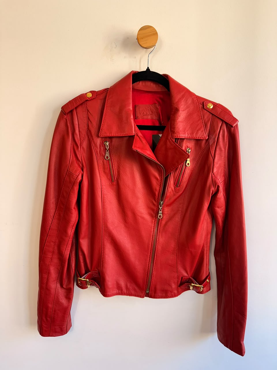 Jaqueta de Couro Vermelho