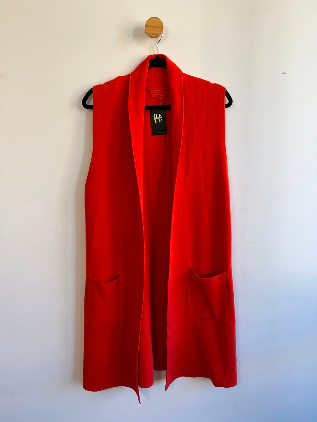 Colete Alongado de Tricot Vermelho