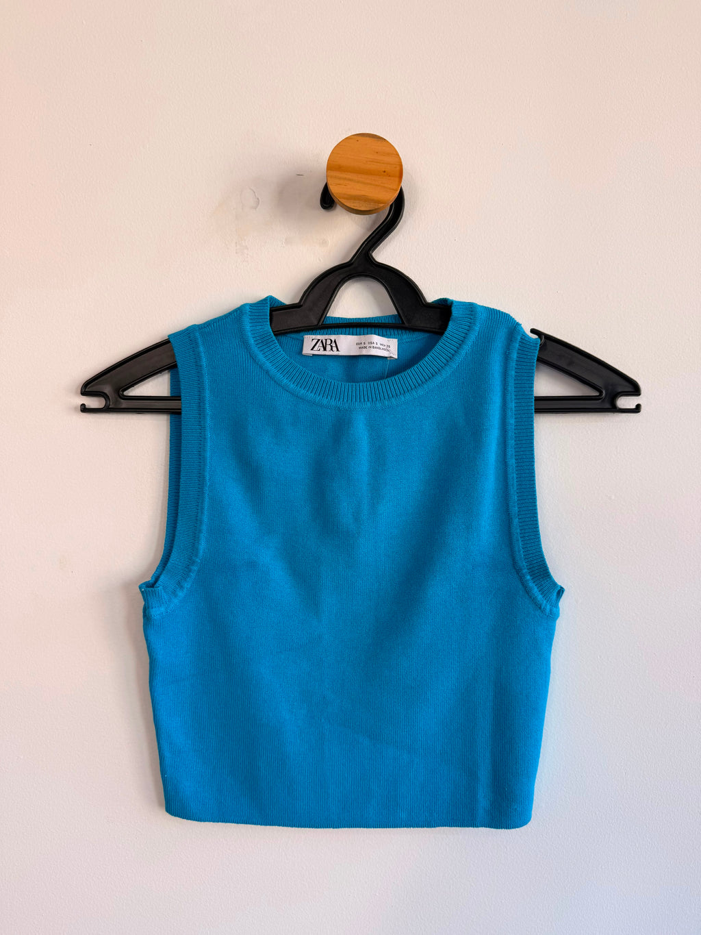 Cropped em Malha Azul Zara