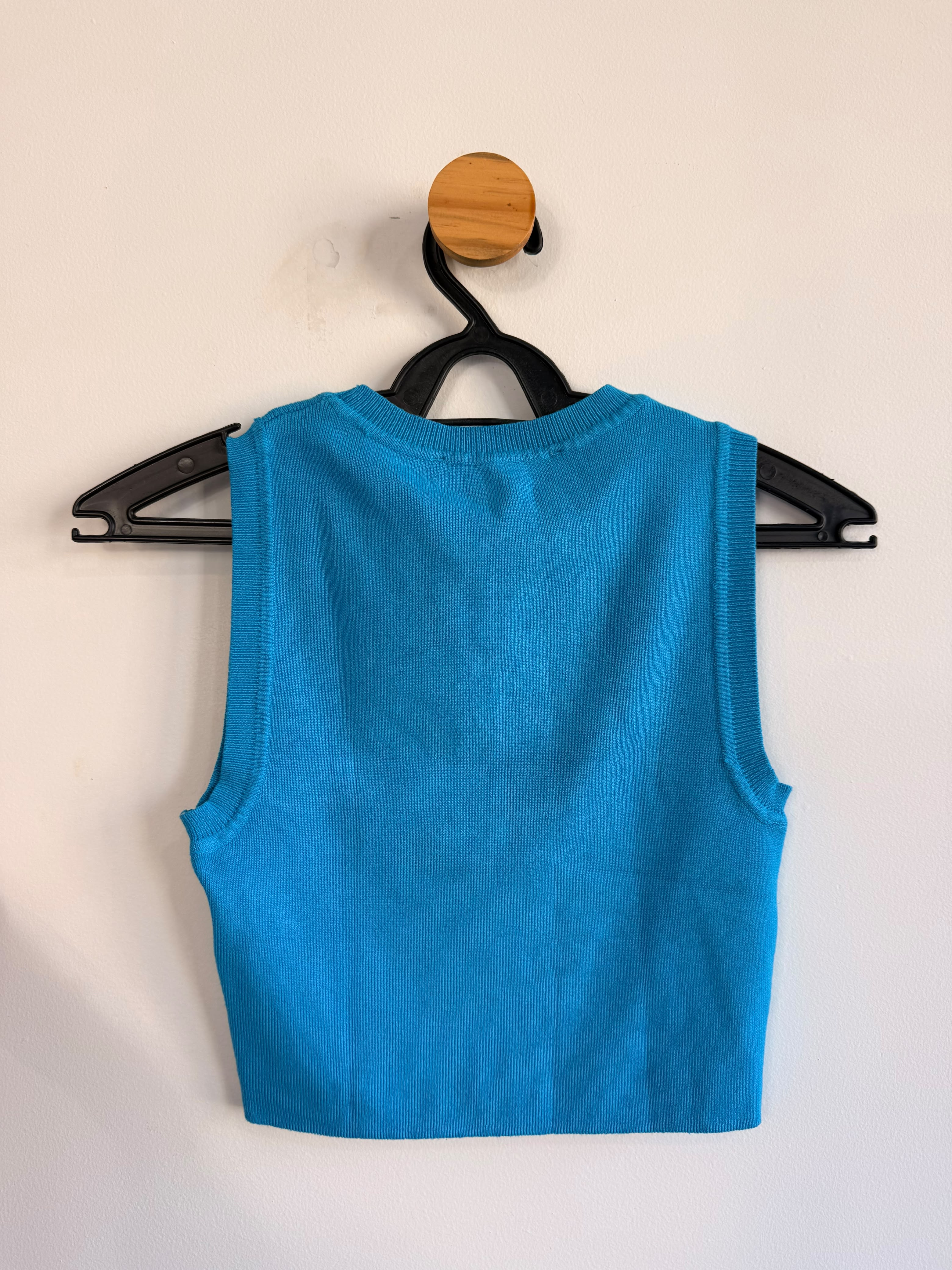 Cropped em Malha Azul Zara