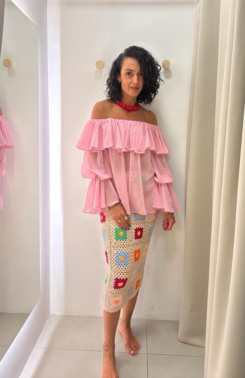 Saia Midi Reta de Crochet
