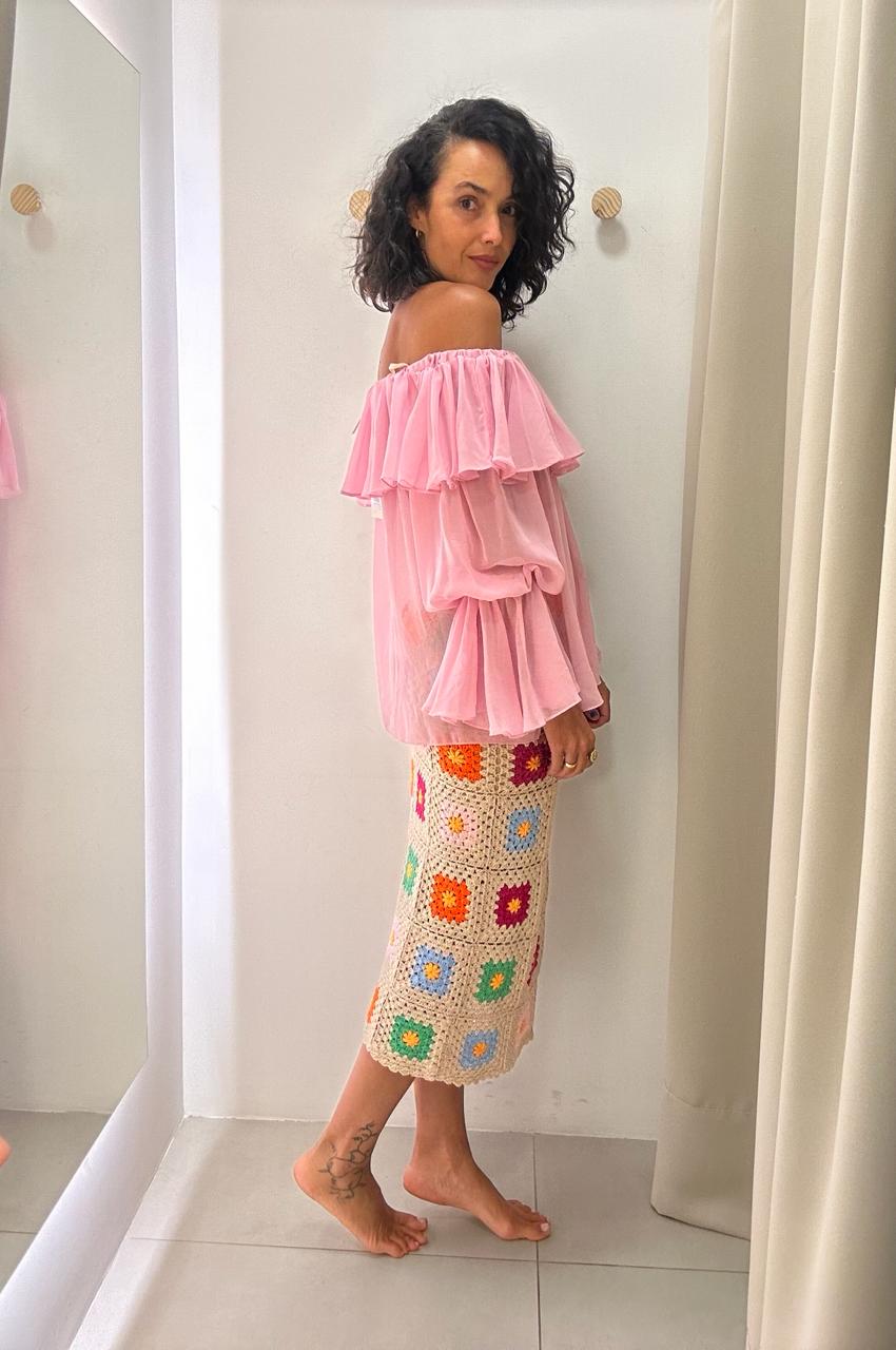 Saia Midi Reta de Crochet