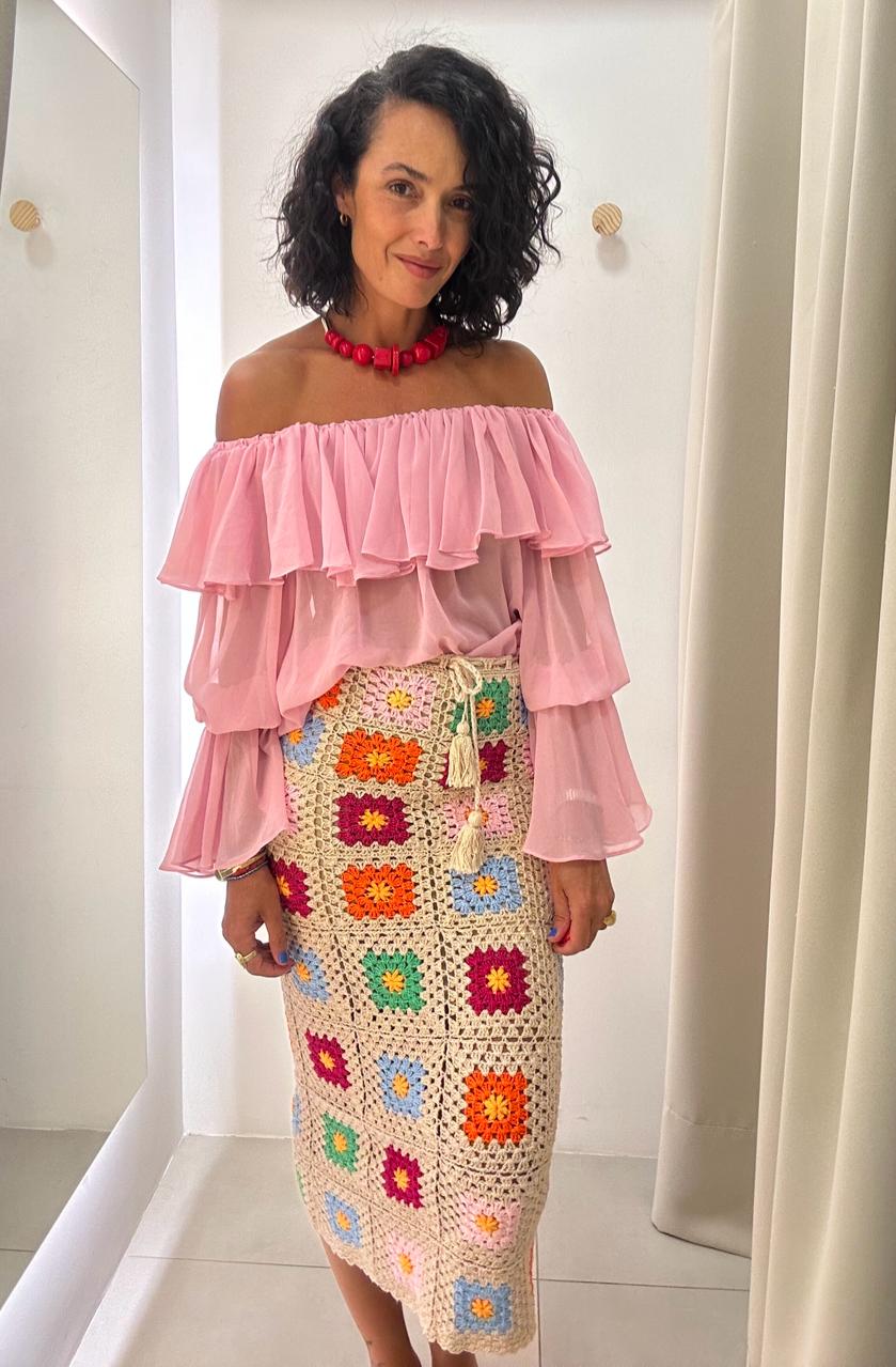 Saia Midi Reta de Crochet