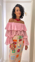 Blusa Rosa Ombro a Ombro Fluida