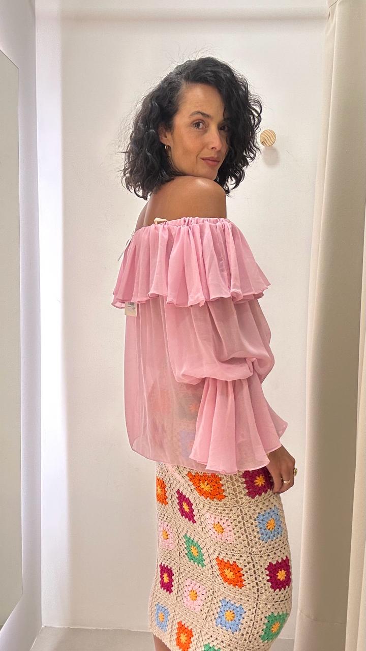 Saia Midi Reta de Crochet